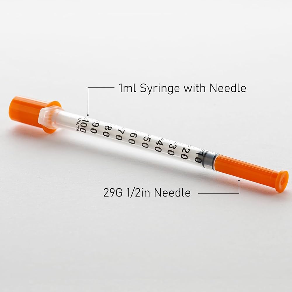 さくなーゆページ 29 Gauge 1cc 1/2 in(13mm) Syringes with Needle,Pack of 100
